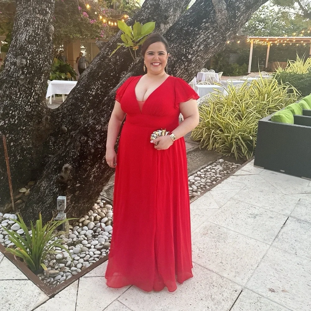 Azazie Ashika Red Dress - Picture 6 of 7